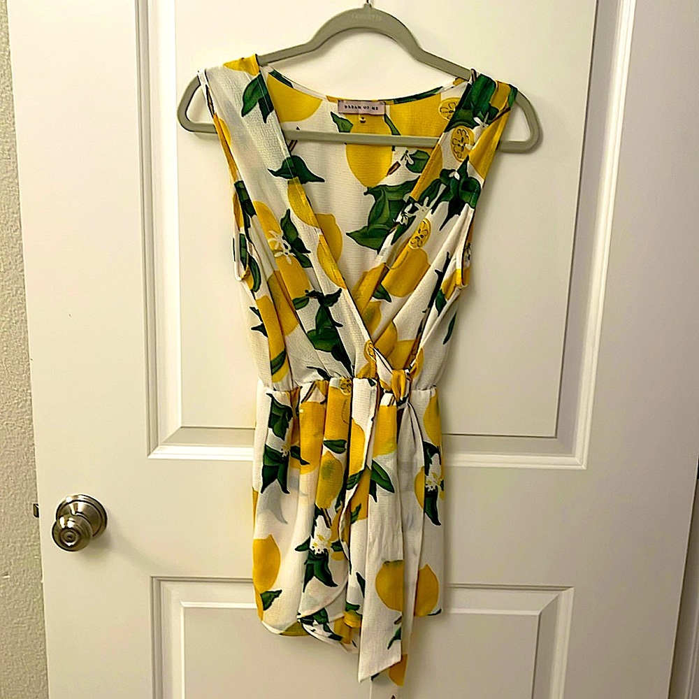 Dream of Me Lemon Sleeveless V Neck Romper